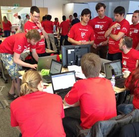Participants at the Satellite Applications Catapult #AppsInSpace Hackathon
