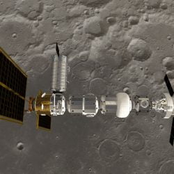 Lunar Gateway with Orion Moon backdrop