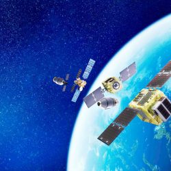 Astroscale earth electric blue satellites