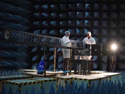 OSS VHF Isoflux Helical Antenna in Testing Chamber