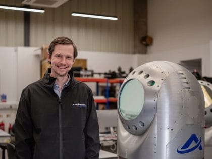 Archangel Lightworks CEO Richard Johanson with TERRA M deployable optical ground station